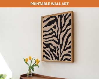 Impresión de arte con impresión de cebra / Impresión digital retro / Descarga instantánea / Arte de pared imprimible de moda
