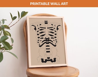 Impresión de arte esqueleto estándar / Impresión digital retro / Descarga instantánea / Arte de pared imprimible de moda