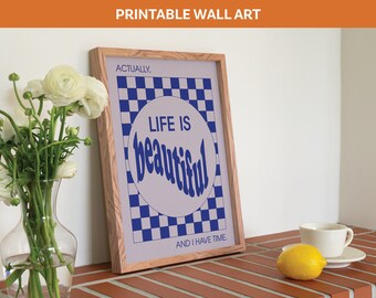 La vida es bella impresión de arte / impresión digital retro / descarga instantánea / arte de pared imprimible de moda