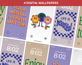 Paquete de fondos de pantalla de moda / Paquete de 4 fondos descargables para iPhone / Fondos de pantalla retro de iOS