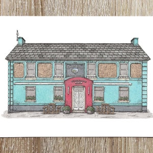 The Speckled Door Bar and Restaurant Old Head Co Cork Ireland Art Print, Irish Pub, Kinsale Art, Cork Pub Illustration, A4 Print