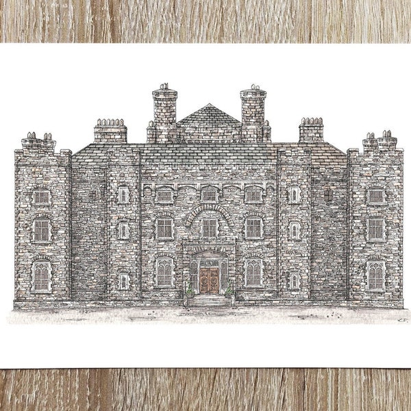 Slane Castle Co Meath Ireland Art Print, Irish Castle Illustration, A4 Print