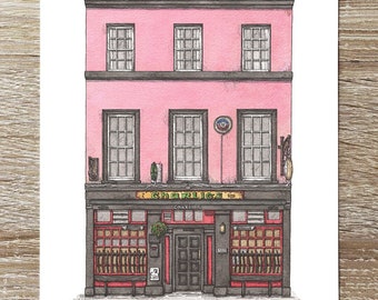 Charlie's Bar Cork Ireland Art Print, Irish Pub, Cork Pub Illustration, A4 Print