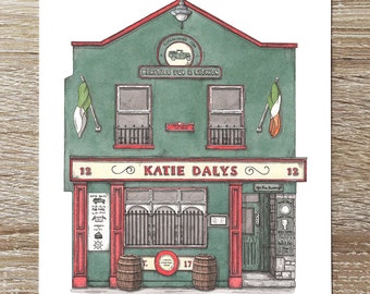 Katie Daly's Heritage Pub and Kitchen Limerick Ireland Art Print, Irish Pub Wall Art, A4 Print