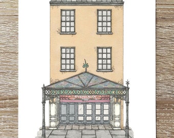 The Everyman Theatre Cork Ireland Art Print, Irish Wall Art, Pen and Watercolour Illustration, A4 Print