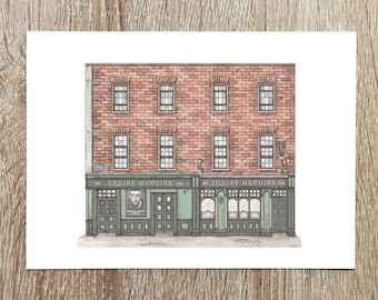 Squire McGuire's Bar Limerick Ireland Art Print, Limerick Pub Print, Irish Bar Wall Art, Pub Illustration Ireland, Irish Gifts, A4 Print