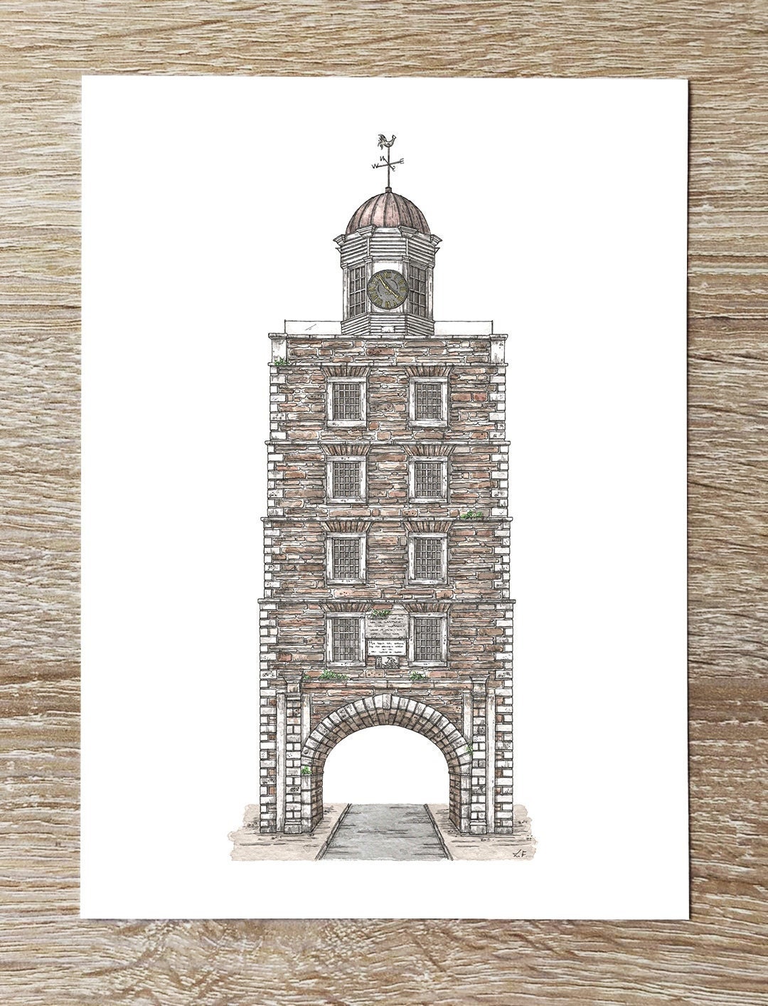 Youghal Clock Gate Tower Co Cork Ireland Art Print, Irish Landmark Wall Art, A4 Print