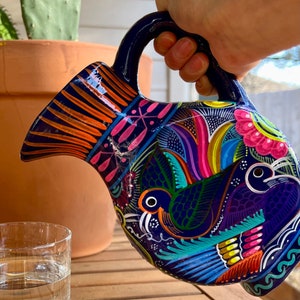 Hand-Painted Xalitla Clay Pitcher