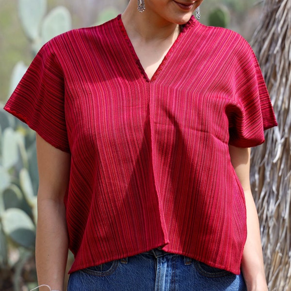 Bonita Lines Cropped Huipil Blouse