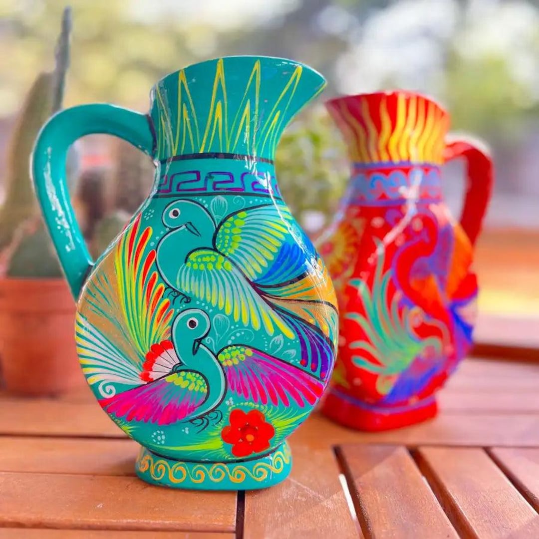 Hand-painted Xalitla Clay Pitcher - Etsy