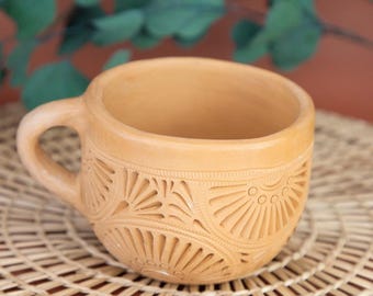 Natural Clay Carved Mug