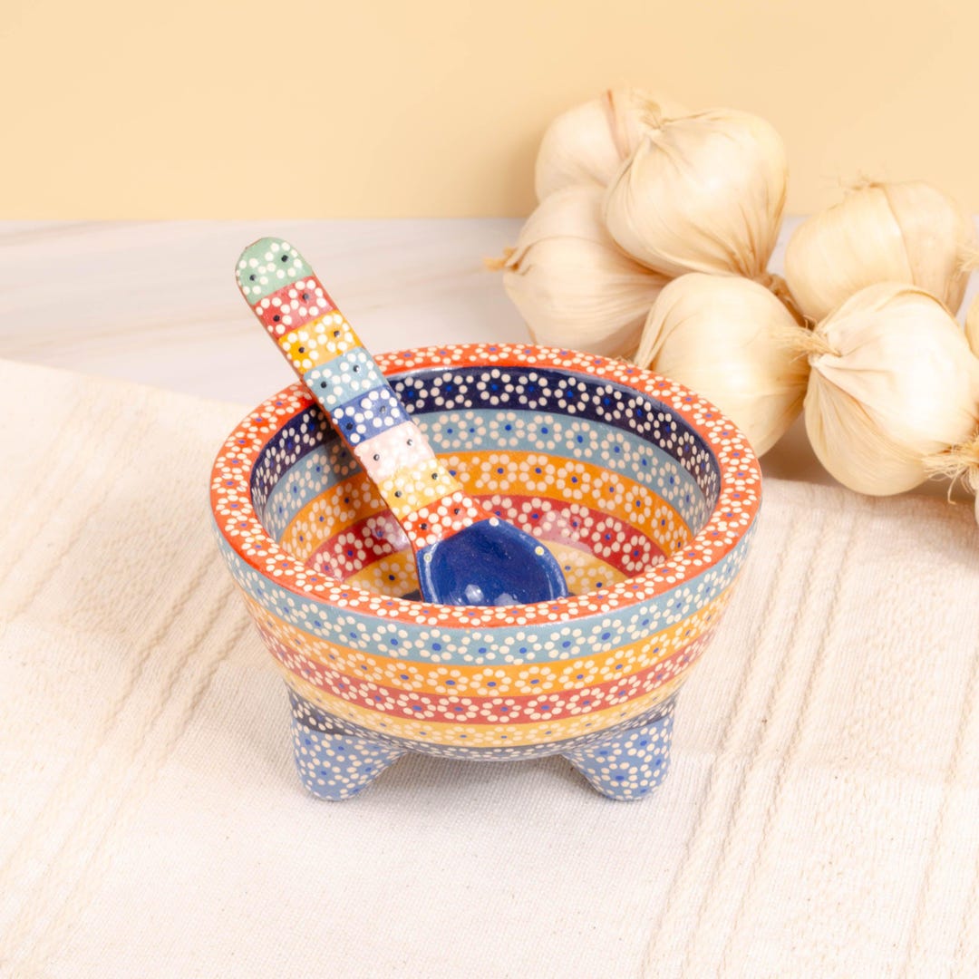 Small Capula Molcajete Clay Bowl and Matching Spoon - Etsy