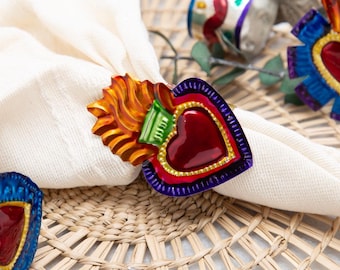 Color Heart Tin Art Milagro Napkin Ring
