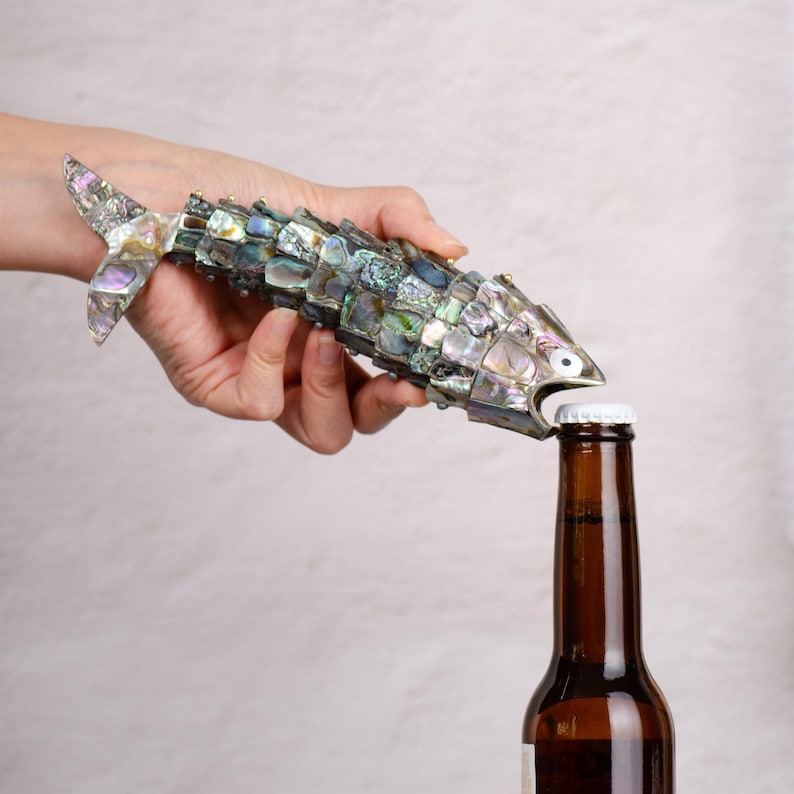Lolo Mercadito Articulated Abalone Shell Fish Bottle Opener - Thumbnail 3