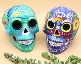 Large Hand Painted Xalitla Clay Sugar Skulls