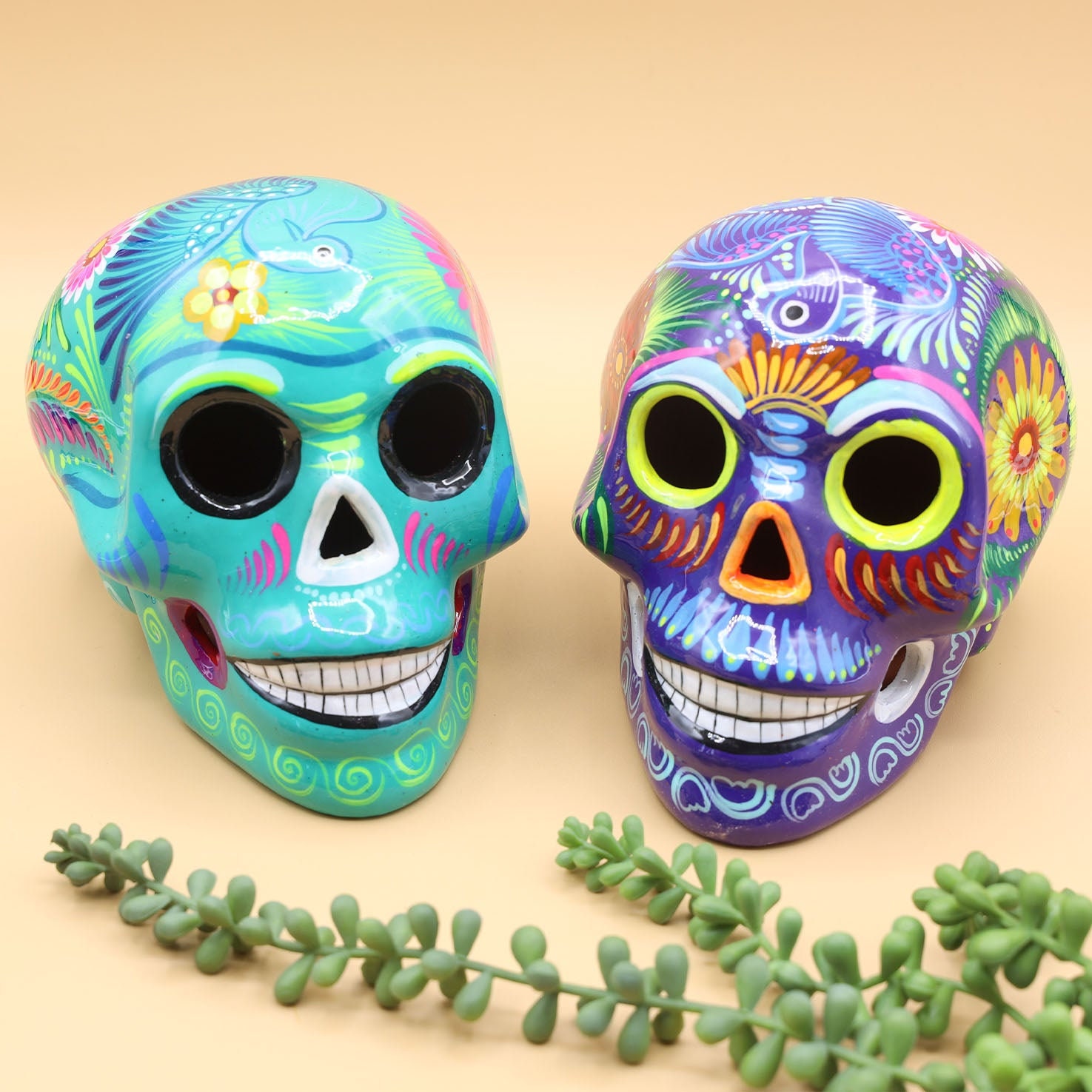 Large Hand Painted Xalitla Clay Sugar Skulls - Etsy Canada