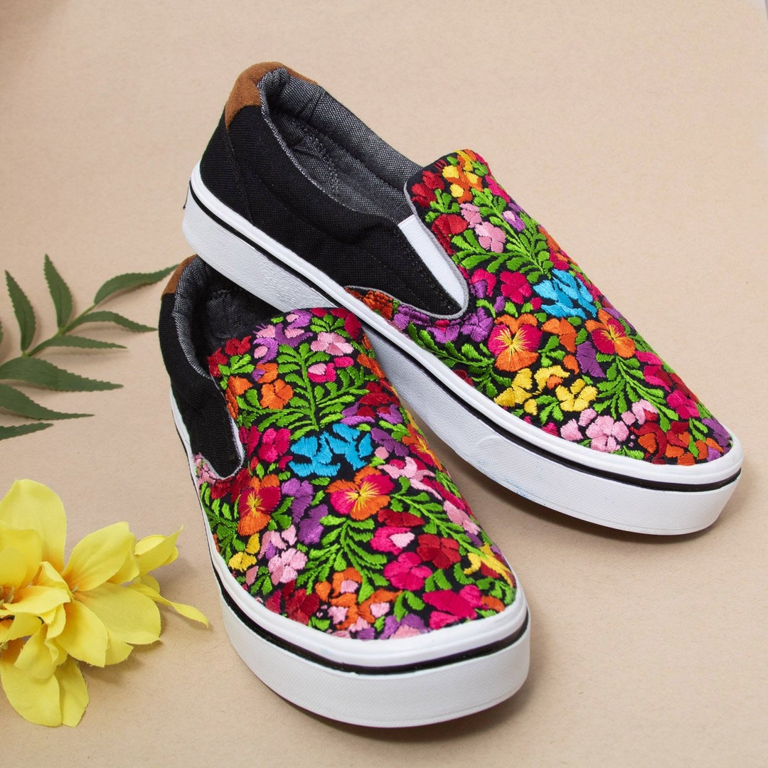 San Antonino Multicolor Floral Embroidery Sneakers - Etsy