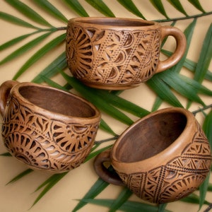 Natural Clay Carved Mug