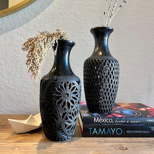 Barro Negro, Jarrón decorativo calado de arcilla negra