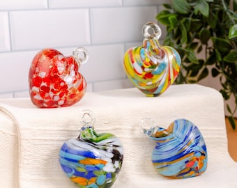 Tonalá Multicolor Blown Glass Hanging Heart Ornament
