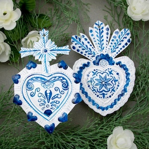 Talavera&quot; Mexican Milagro Tin Heart