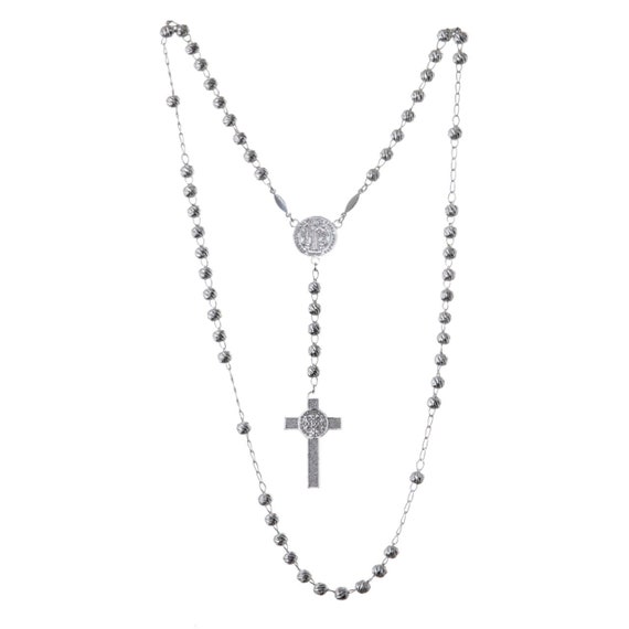 Genuine sterling silver rosary best sale necklace