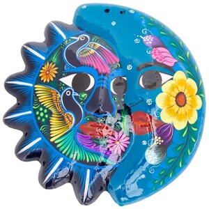 Hand-Painted Xalitla Sun and Moon Clay Wall Decor