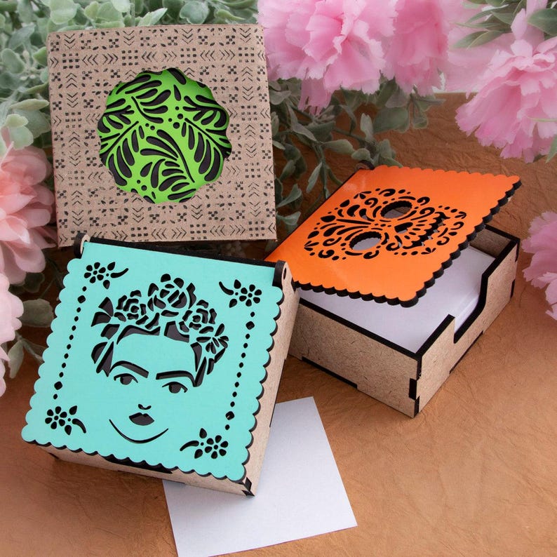 Papel Picado" Memo Note Holder Box