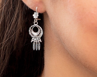 Sterling Silver Mini Round Folkloric Filigree Earrings