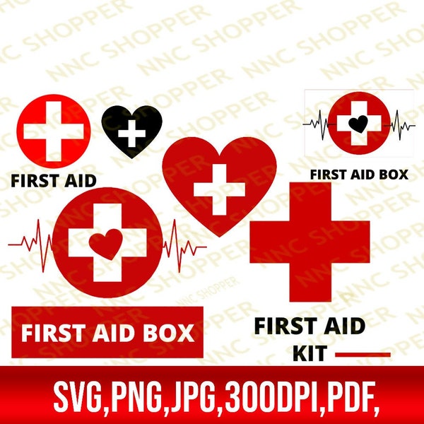 First aid kit svg Cut files, emergency kit medicine, First Aid Box File for printable art, digital download template