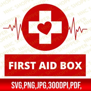 Kit de primeiros socorros svg arquivos cortados, kit de emergência de medicina Silhouette Cricut, arquivo de caixa de primeiros socorros para arte imprimível