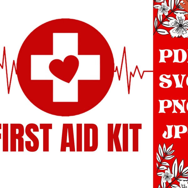 First aid kit svg Cut files, Silhouette Cricut emergency kit medicine, First Aid Box File for printable art