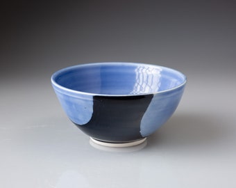 Stoneware bowl in black & blue, 5.8cm tall x 12cm diameter