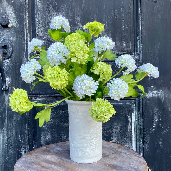 Artificial Snowball Hydrangea Stem-Green Snowball-White Snowball-Wreath Supplies-Faux Florals-Artificial Florals for Summer&Spring designs