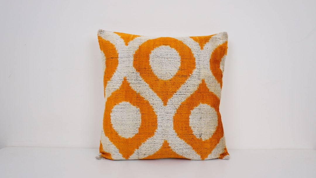 Ikat Velvet Pillow Cover Handmade Silk Ikat Velvet Pillow Etsy