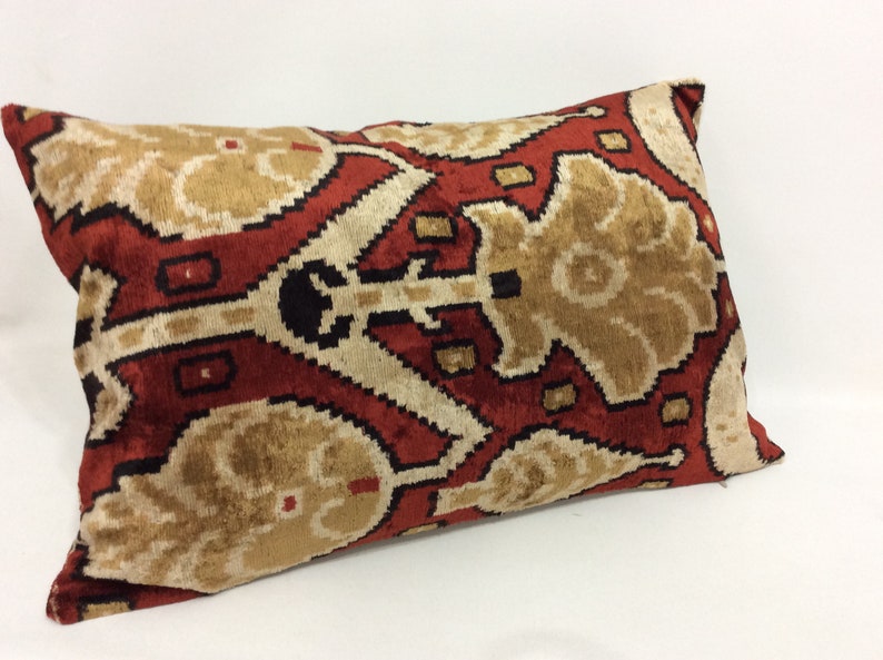 Handmade Silk Ikat Velvet Pillow 16\u201d x 24\u201d Ikat Velvet Pillow Cover