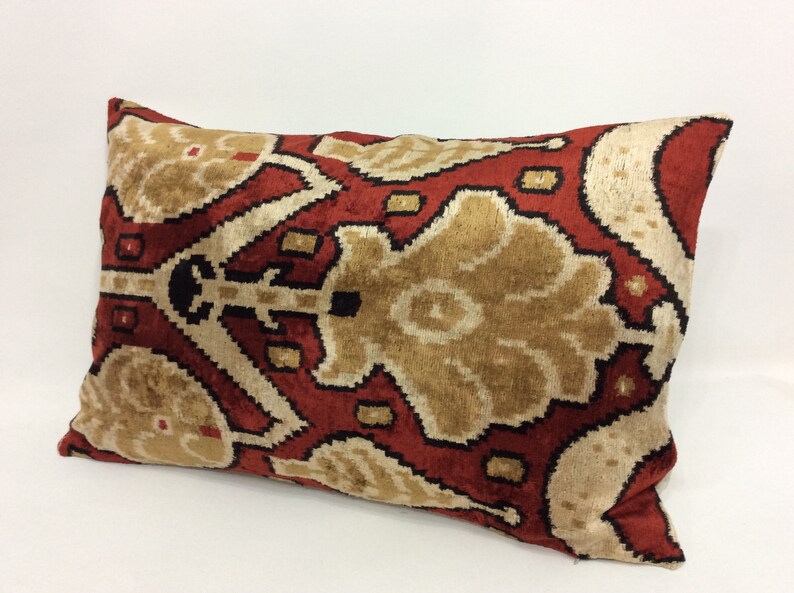 Handmade Silk Ikat Velvet Pillow 16\u201d x 24\u201d Ikat Velvet Pillow Cover