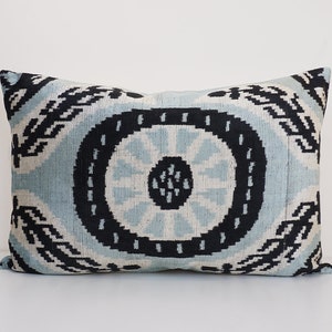 Ikat Velvet Pillow Cover, Handmade Silk Ikat Velvet Pillow , 16” x 24”
