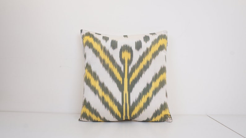 Handmade silk ikat pillow cover 16 x16