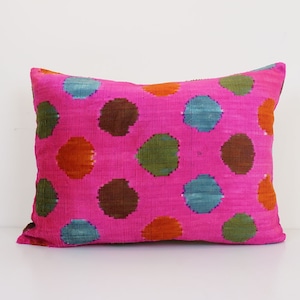 Ikat Velvet Pillow Cover, Handmade Silk Ikat Velvet Pillow , 16” x 20”