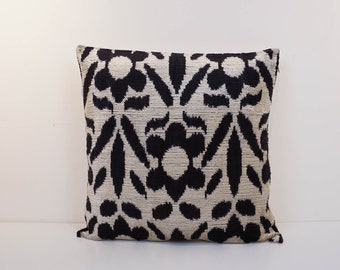 Ikat Velvet Pillow Cover, Handmade Silk Ikat Velvet Pillow , 16” x 16”