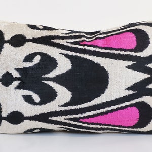 Ikat Velvet Pillow Cover, Handmade Silk Ikat Velvet Pillow , 16” x 24”