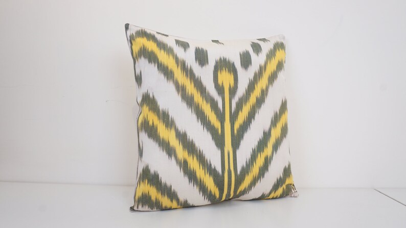 Handmade silk ikat pillow cover 16 x16