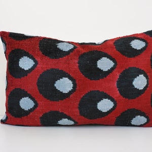 Ikat Velvet Pillow Cover, Handmade Silk Ikat Velvet Pillow , 16” x 24”