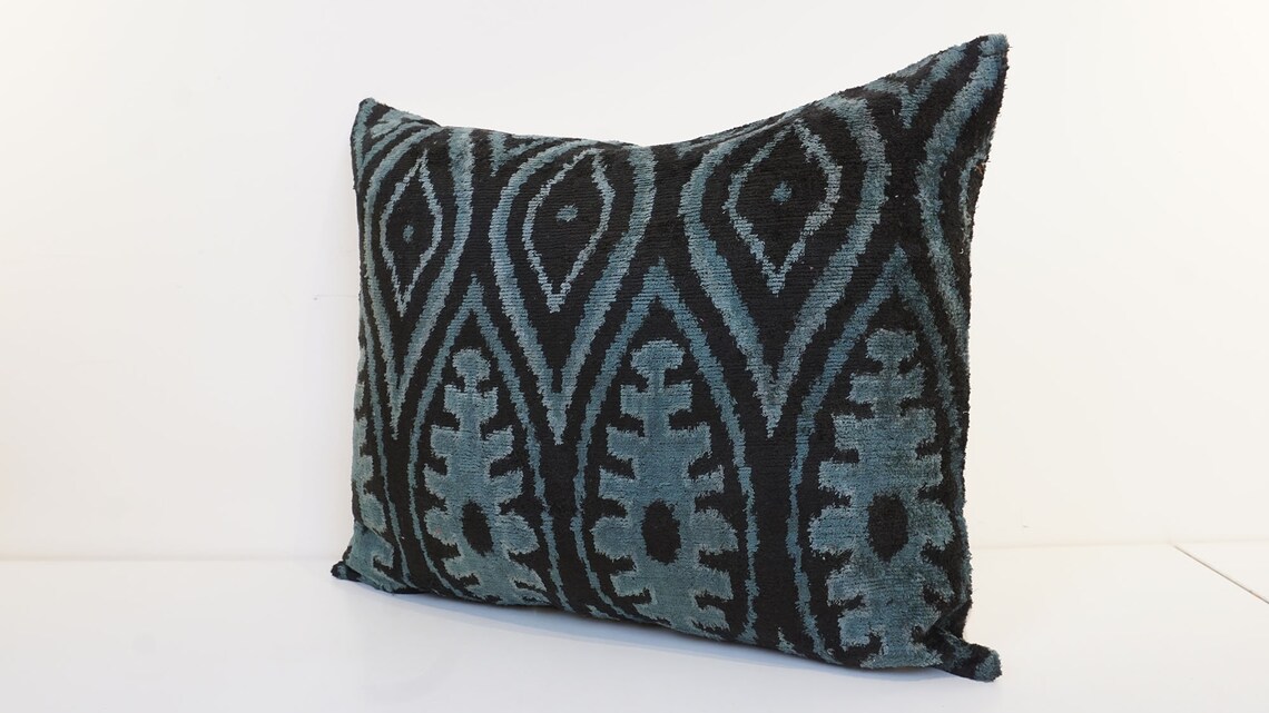 Ikat Velvet Pillow Cover Handmade Silk Ikat Velvet Pillow Etsy