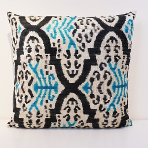 Ikat Velvet Pillow Cover, Handmade Silk Ikat Velvet Pillow , 20” x 20”