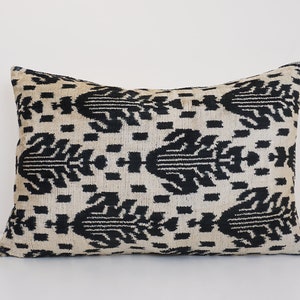 Ikat Velvet Pillow Cover, Handmade Silk Ikat Velvet Pillow , 16” x 24”