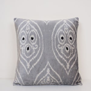 Ikat Velvet Pillow Cover, Handmade Silk Ikat Velvet Pillow , 16” x 16”