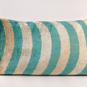 Ikat Velvet Pillow Cover, Handmade Silk Ikat Velvet Pillow , 16” x 24”