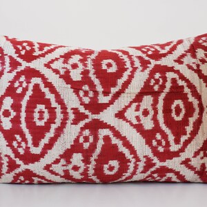 Ikat Velvet Pillow Cover, Handmade Silk Ikat Velvet Pillow , 16” x 24”
